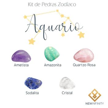 Kit de Pedras Cristais dos Signos Aquario - 5 pedras naturais proteção ...