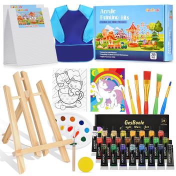 Kit de Pintura em Acrílico Gesboole para Crianças - Com Tela, Tintas e ...
