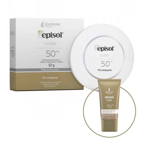 Kit Episol Color Pó Compacto FPS50 Pele Extra Clara 10g + Protetor ...