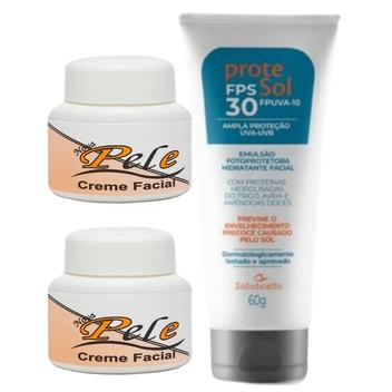 Kit Facial: 2 Creme Facial Clareador Facial Nova pele + 1 Filtro Solar ...