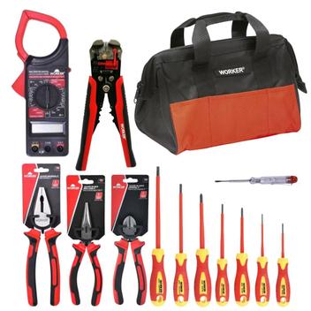 Kit Ferramentas Eletricista Isolação 1000V Com Bolça Worker - Kit ...