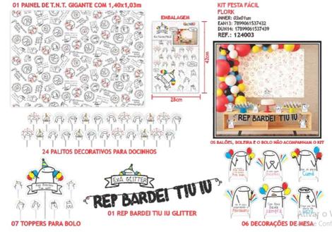 Kit Painéis Festa Decoração Lousas Faixa Flork Meme Bento - Piffer