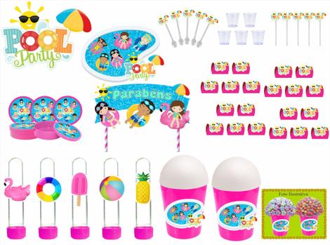 Kit Festa Pool Party Rosa - Decoração Infantil!