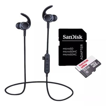 Kit Fone de Ouvido Intra auricular Bluetooth mais Cartão de Memória ...