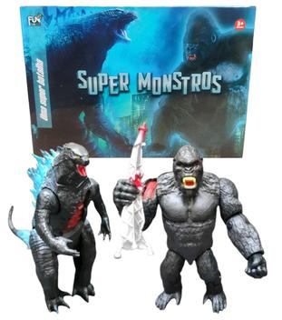 Kit Godzilla VS King Kong Bonecos de Briquedo Articulados Coleção