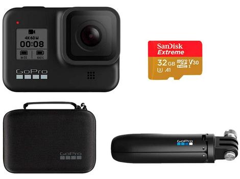 Kit GoPro HERO8 Black Essencial - com Shorty, Cartão 32GB e