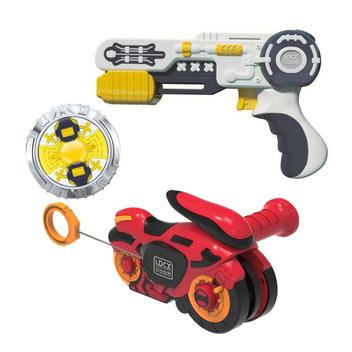 KIT GSA spin moto - Vermelho + Lançador de pião - Branco - Candide