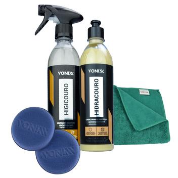 Kit Hidracouro + Higicouro 500ml Hidratação Limpeza Bancos Vonixx