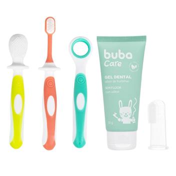 Kit Higiene Bucal Infantil Escova Limpador e Protetor com Gel Dental ...