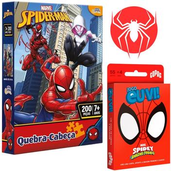 Kit Homem Aranha Quebra Cabeça 200 Pçs Jogo de Cartas Eu Vi - COPAG ...