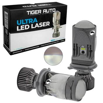Kit Lâmpada H4 Ultra Led Laser Mini Projetor Canhão Super - Tiger Auto ...