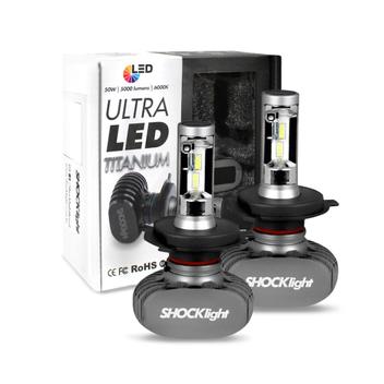 Kit Lâmpadas Ultra LED H4 Titanium 6000k Lumens 50w 12v - Shocklight ...