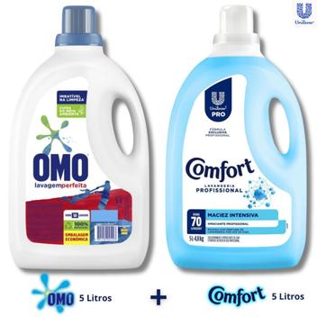 Kit Lava Roupa OMO Lavagem Perfeita 5L e Amaciante Comfort Maciez Intenso 5L