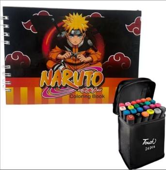 Kit Livro De Colorir Naruto + 24 Caretinhas Bobbie Goods 50 Folhas Capa ...