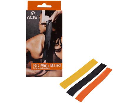 mini bands acte sports com 3 níveis de resistências