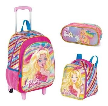 Kit Mochila Barbie Princesa Pop Star Rodinhas Tam G Sestini