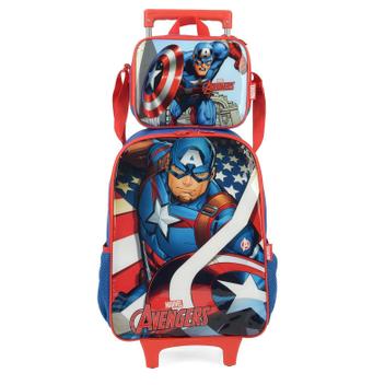 Kit Mochila De Rodinhas Lancheira Luxcel Avengers Vermelho - Mochilas ...