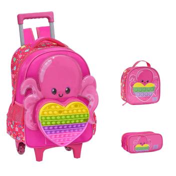 Kit Mochila Escolar Estojo Lancheira Térmica Infantil Menina você