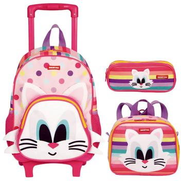 Mochila Infantil Lyllo Orelha de Gatinho Rosa 