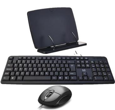 Multilaser Keyboard Kit Multilaser Teclado E Mouse C/fio Usb + Apoio P/ Leitura e Tablet ...