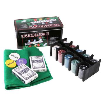 Kit Poker Profissional Em Lata 200 Fichas Texas Hold'em Set - Jogo