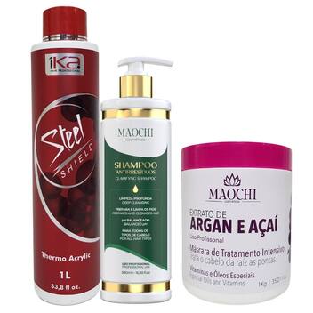 Kit Progressiva Profissional 1ka Steel+ Shampoo Pré Ativo E Creme ...