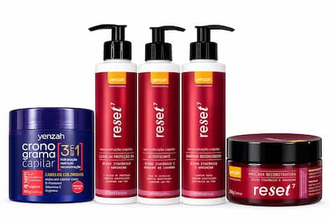 Kit Shampoo Leave in Máscara Acidificante Reset 7 e Máscara