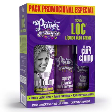 Kit Soul Power Texturizações Completo Tecnica Loc Creme + Spray + Óleo ...
