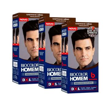 Kit Tonalizante Biocolor Homem Castanho Médio - 3 Unidades ...