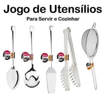 Jogo Utensílios Cozinha 5 peças, Espremedor, Funil, Peneira, Lava-Arroz e  Lava-Tudo - Plasútil - Conjunto de Utensílios - Magazine Luiza