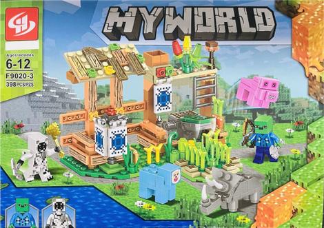 Lego Minecraft MY WORLD - 398 peças - Com vários Animais, Personagens ...