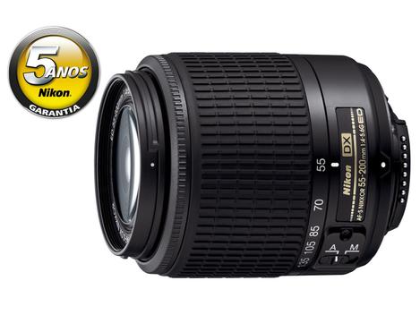 NIKON ニコン　AF-S DX NIKKOR 55-300 4.5-5.6G Lente Nikon AF-S 55-300mm f/4.5-5.6G DX ED VR com Parasol Usada