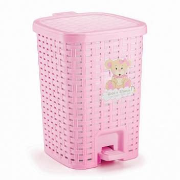Lixeira Infantil Rosa Com Pedal 15L Balde Removível Para Quarto Do Bebê ...