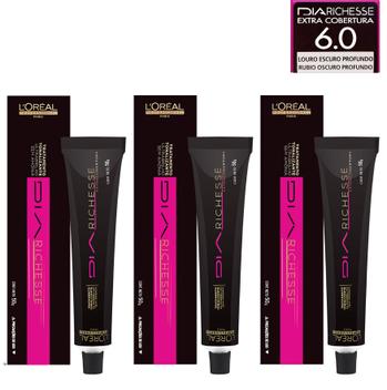 Loreal Kit Dia Richesse c/ 3 Tonalizantes 50g 6.0 Louro Escuro Profundo + 3  Rev. 15v - Loreal Professionnel - Tonalizante de Cabelo - Magazine Luiza