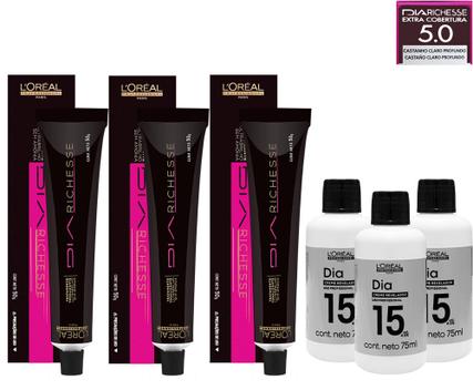 Loreal Kit c/3 Dia Richesse Tonalizante 5.0 Castanho Claro Profundo 50g -  Loreal Professionnel - Tonalizante de Cabelo - Magazine Luiza