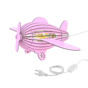 Luminária Abajur Madeira Avião Teco Teco Infantil e27 - Madelumi ...