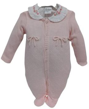 Macacão Longo Luxo Bebê Menina Malha Tricot Paraiso Rf 14520