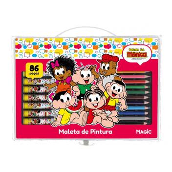 Maleta de pintura 86 peças - Turma da Mônica - Magic Kids - Kit de