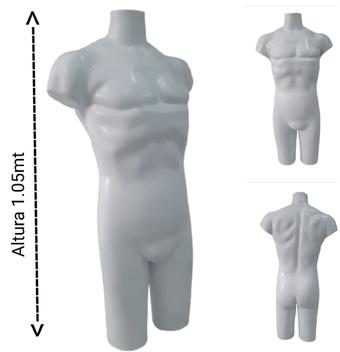 Manequim Masculino Meio Corpo. PVC Tradicional. Branco – Cmanequim