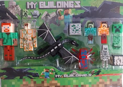Kit Cartelados do Minecraft Bonecos + Dragão + Creeper + Aranha