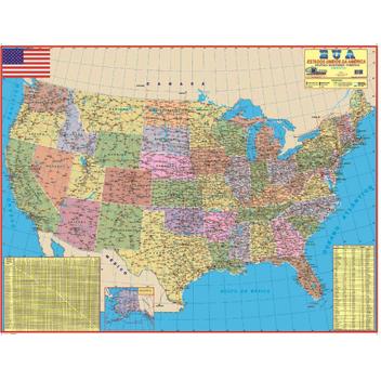Mapa geográfico dos estados unidos da américa - político, rodoviario e  estatistico - gigante : largura 117 cm x altura 8 - MULTIMAPAS - Mapas -  Magazine Luiza