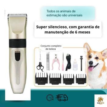 Máquina de Tosar Silenciosa para Animais, Kit Completo com Pentes e ...