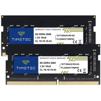 Memória RAM Timetec 16 GB DDR4 2666 MHz, 260 pinos, laptop SODIMM