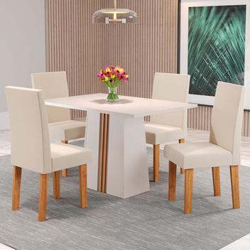 Mesa de Jantar 4 Lugares Marilia Off White/Blonde/Mel/Nude 26688