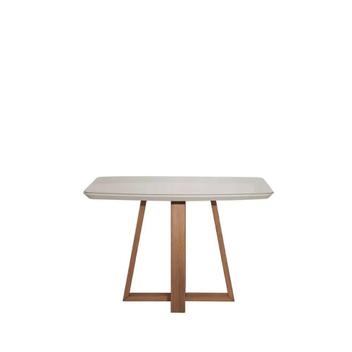 Mesa Jantar Bennett 115cm Com Vidro - Retangular 4 Lugares | Natural Off White
