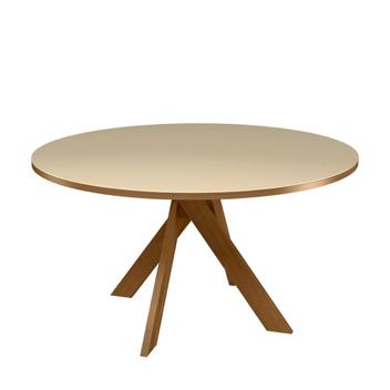 Mesa de Jantar com Vidro Madetal Mônaco - Nude - Outros Móveis
