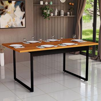 Mesa De Jantar Estilo Industrial Luxo Pés de Ferro Tampo 160x80cm Para Sala E Cozinha Área Gourmet - GMG Móveis