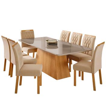 Mesa para Sala De Jantar Helena 210 x 100 cm e 8 Cadeiras Juliana Wood