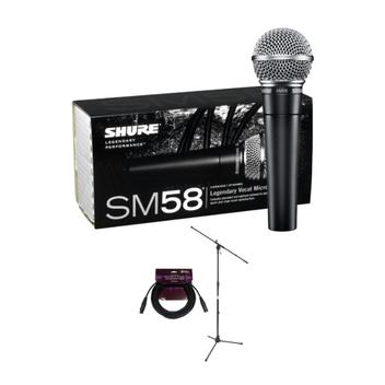 Microfone vocal Shure SM58 Cardioid Dynamic com suporte e cabo