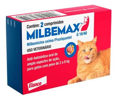 Milbemax Para Gatos De 2 A 8 Kg - 2 Comprimidos Vermifugo - ELANCO ...